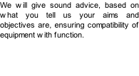 We will give sound advice, based on what you tell us your aims and objectives are, ensuring compatibility of equipment with function.